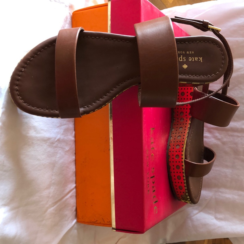 Kate Spade brown sling back platform sandals 1.75” heel